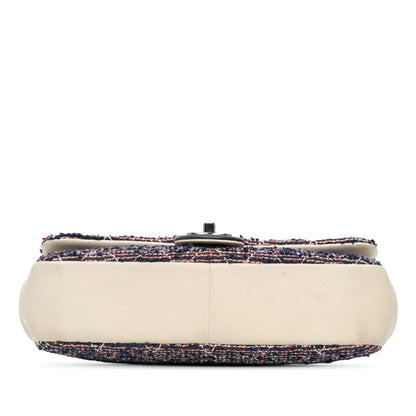 Blue Chanel Medium Tweed Single Flap Crossbody Bag