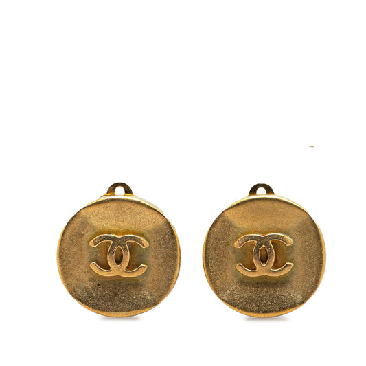 Gold Chanel Gold Plated CC Clip On Earrings