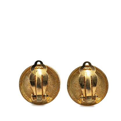 Gold Chanel Gold Plated CC Clip On Earrings