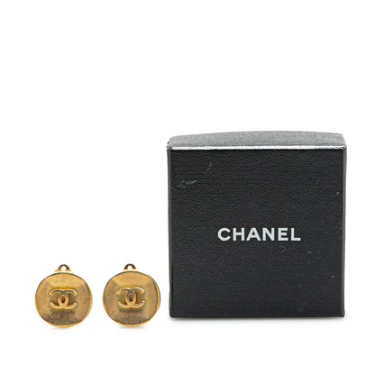 Gold Chanel Gold Plated CC Clip On Earrings