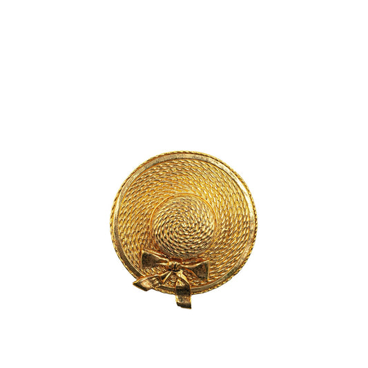 Gold Chanel Gold Plated Straw Hat Brooch