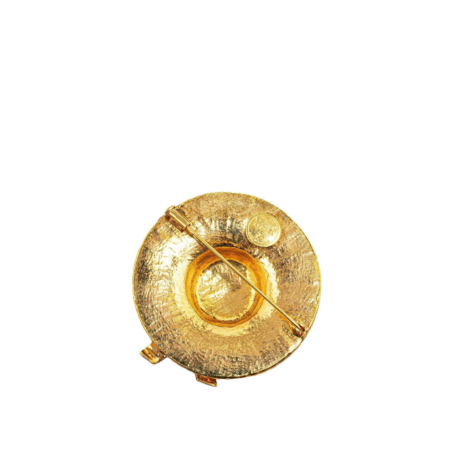 Gold Chanel Gold Plated Straw Hat Brooch