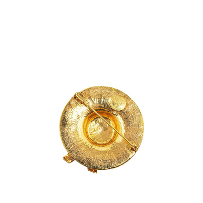 Gold Chanel Gold Plated Straw Hat Brooch