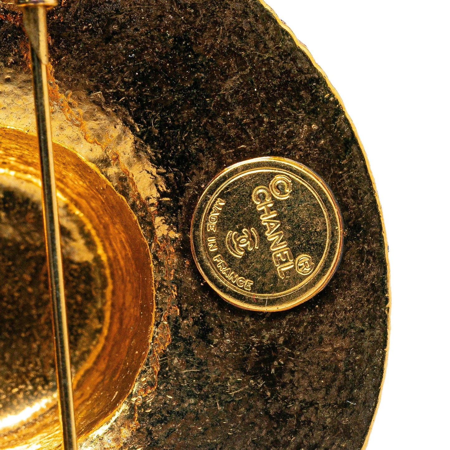 Gold Chanel Gold Plated Straw Hat Brooch