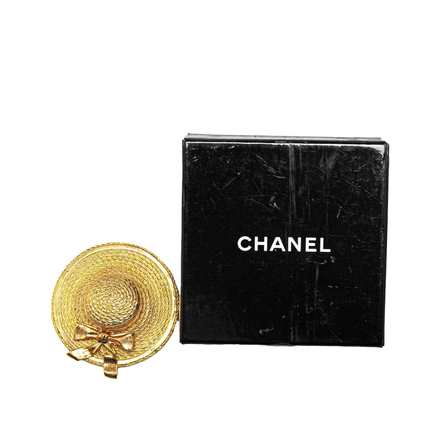 Gold Chanel Gold Plated Straw Hat Brooch
