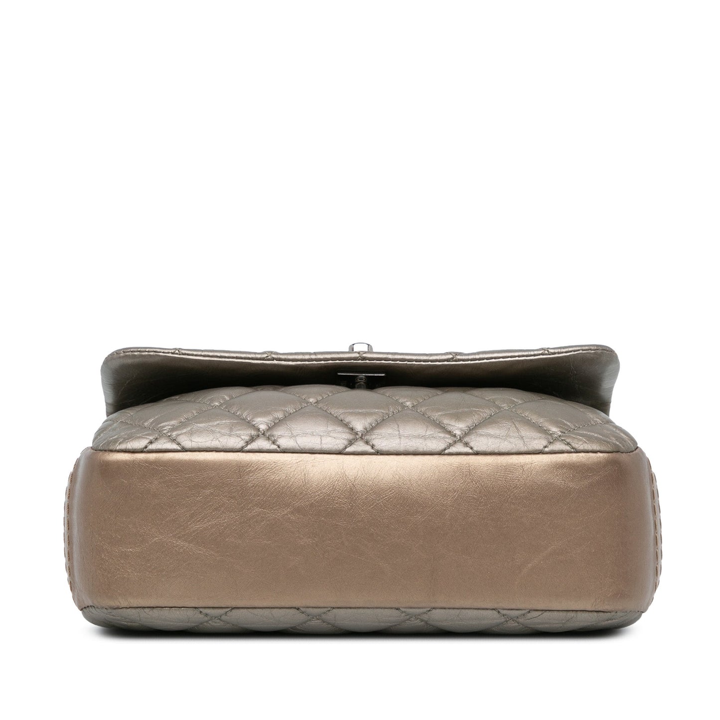 Grey Chanel Mini Quilted Metallic Calfskin Lady Pearly Flap Crossbody Bag