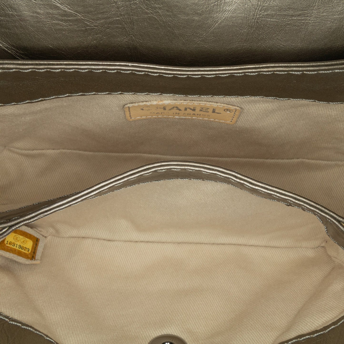 Grey Chanel Mini Quilted Metallic Calfskin Lady Pearly Flap Crossbody Bag