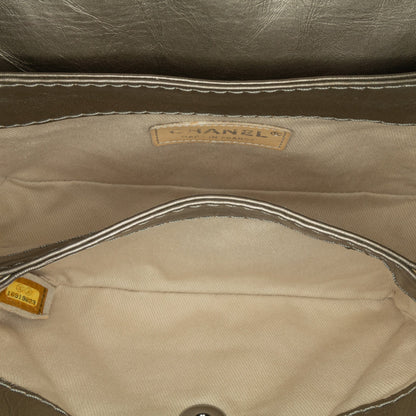 Grey Chanel Mini Quilted Metallic Calfskin Lady Pearly Flap Crossbody Bag