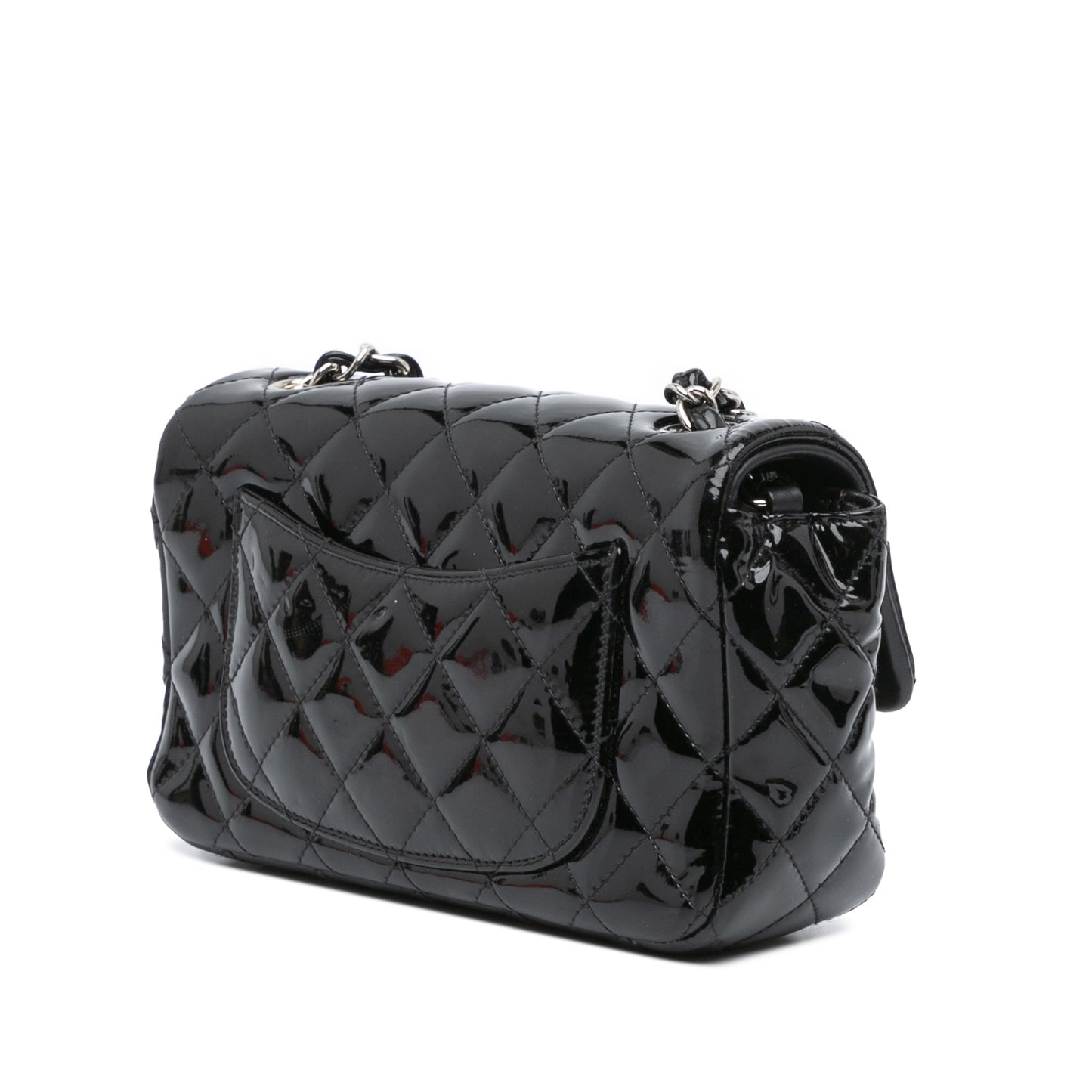 Black Chanel Mini Rectangular Classic Patent Single Flap Crossbody Bag