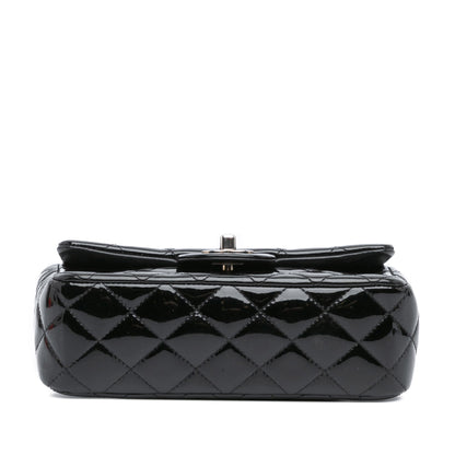 Black Chanel Mini Rectangular Classic Patent Single Flap Crossbody Bag