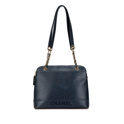 Blue Chanel Caviar Chain Tote