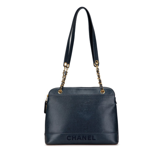 Blue Chanel Caviar Chain Tote