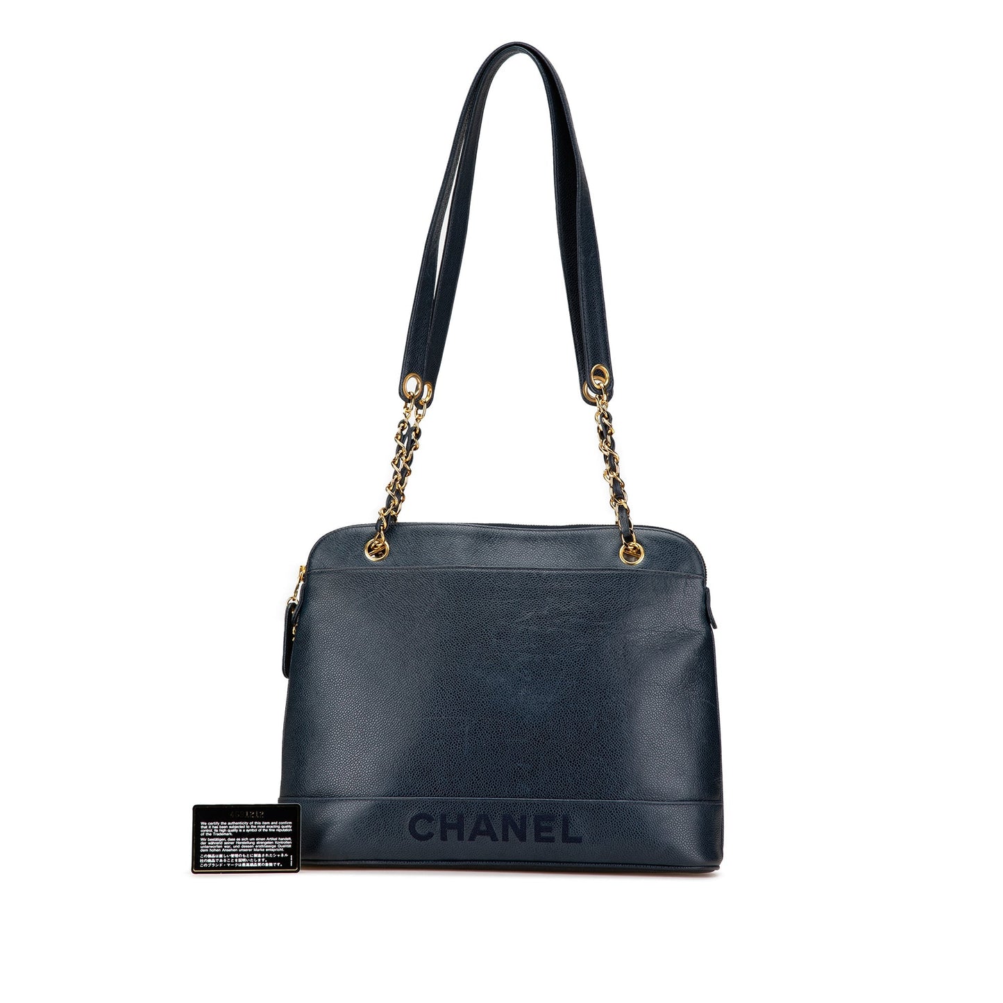 Blue Chanel Caviar Chain Tote