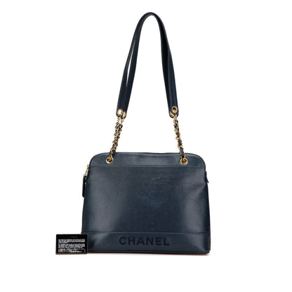 Blue Chanel Caviar Chain Tote