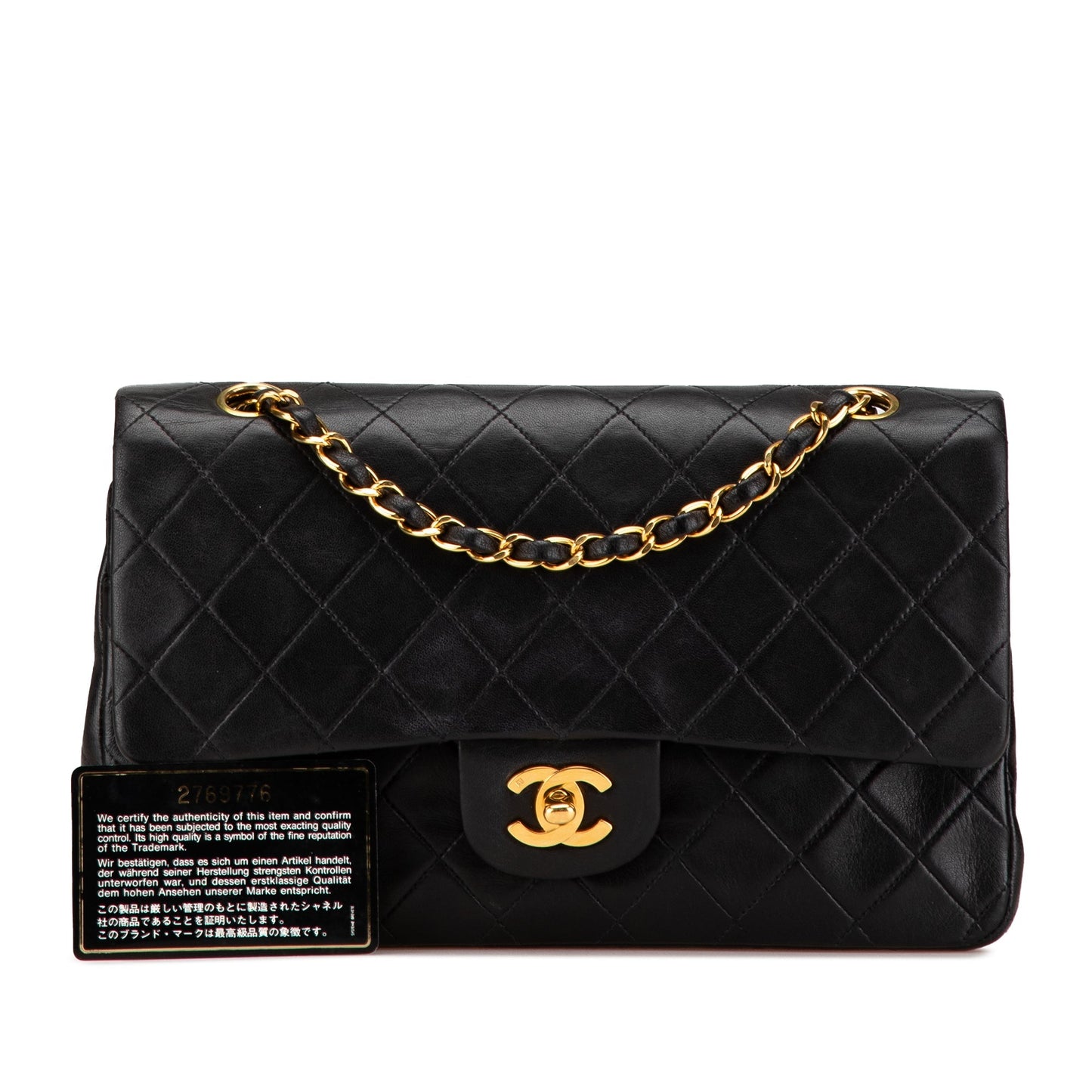 Black Chanel Medium Classic Lambskin Double Flap Shoulder Bag