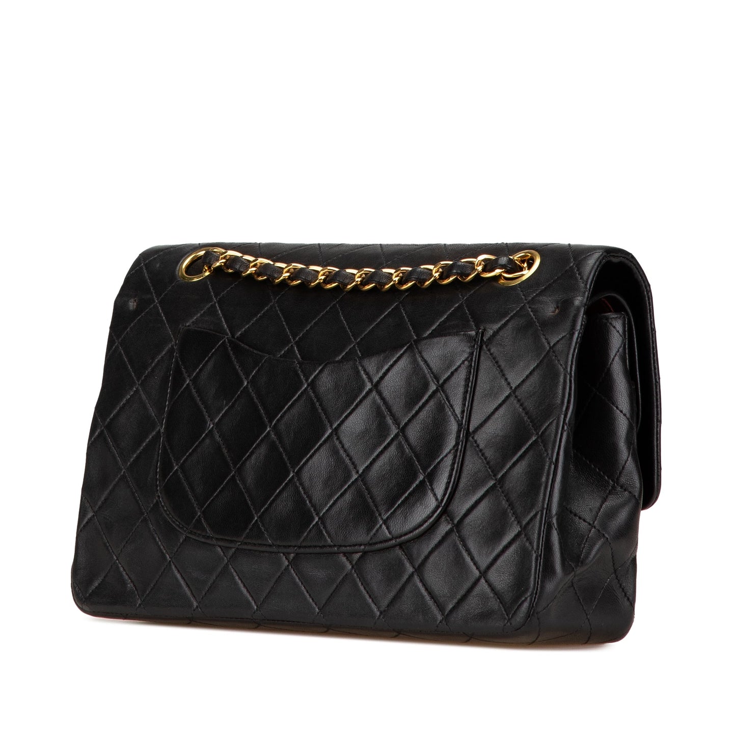 Black Chanel Medium Classic Lambskin Double Flap Shoulder Bag