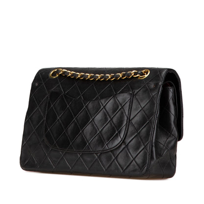 Black Chanel Medium Classic Lambskin Double Flap Shoulder Bag