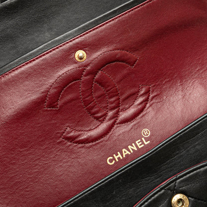 Black Chanel Medium Classic Lambskin Double Flap Shoulder Bag