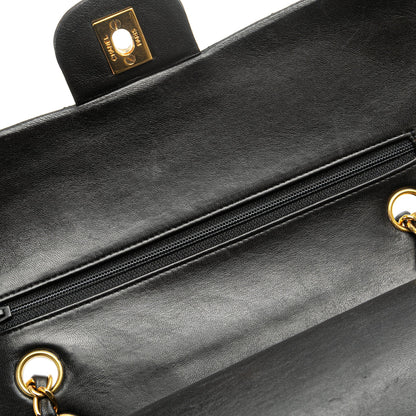 Black Chanel Medium Classic Lambskin Double Flap Shoulder Bag