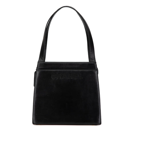 Black Chanel Lambskin Logo Tote