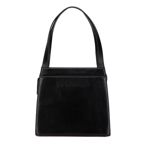 Black Chanel Lambskin Logo Tote