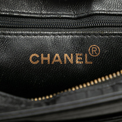 Black Chanel Lambskin Logo Tote