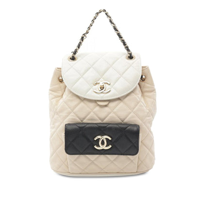 Beige Chanel Tricolor Quilted Goatskin Duma Backpack