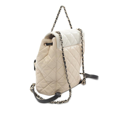Beige Chanel Tricolor Quilted Goatskin Duma Backpack