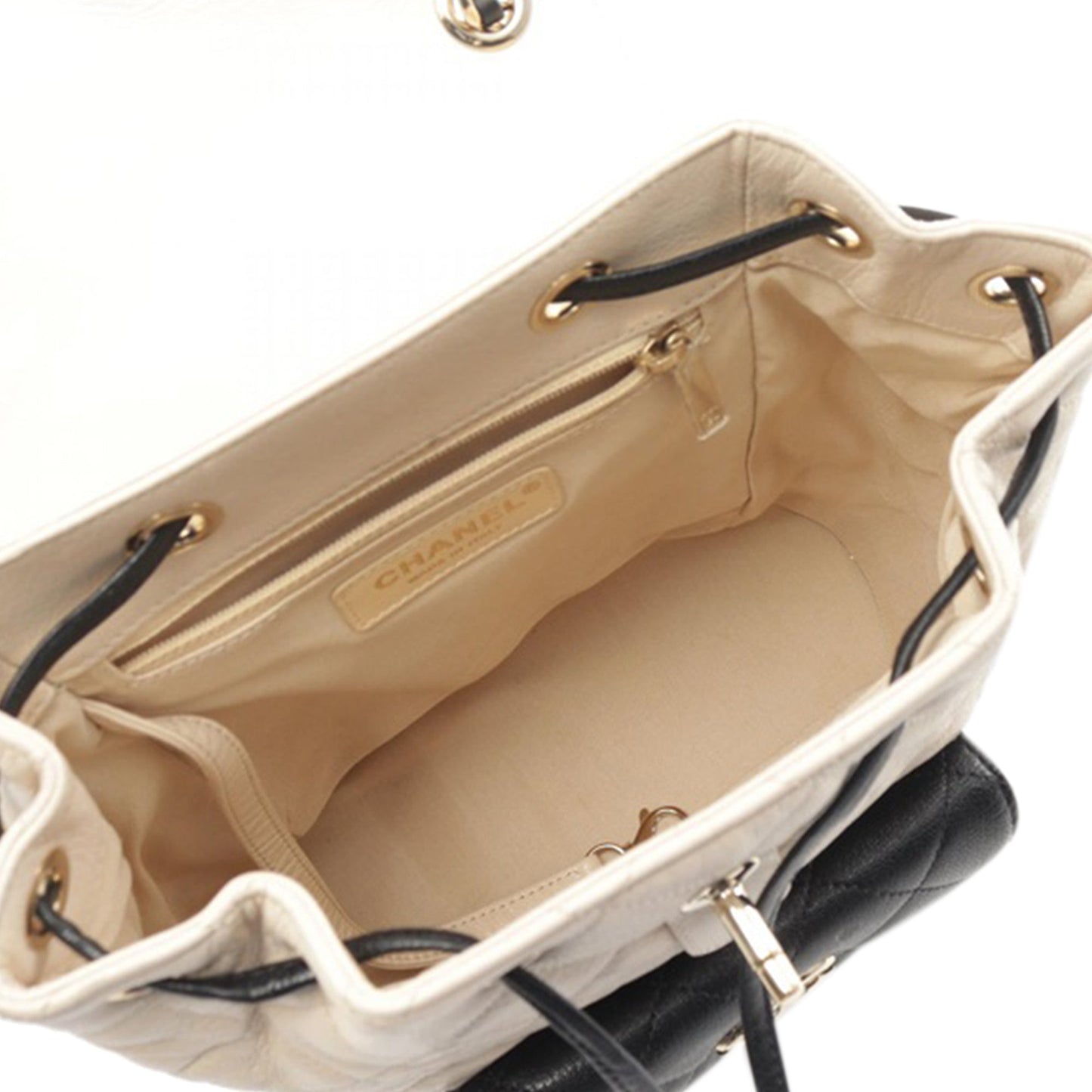 Beige Chanel Tricolor Quilted Goatskin Duma Backpack