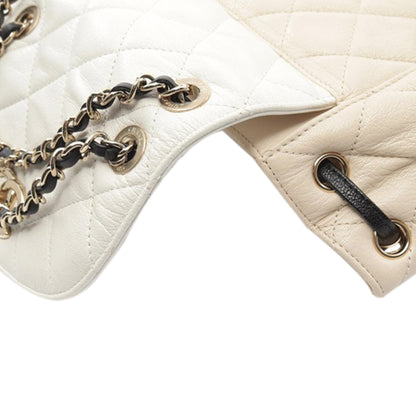 Beige Chanel Tricolor Quilted Goatskin Duma Backpack