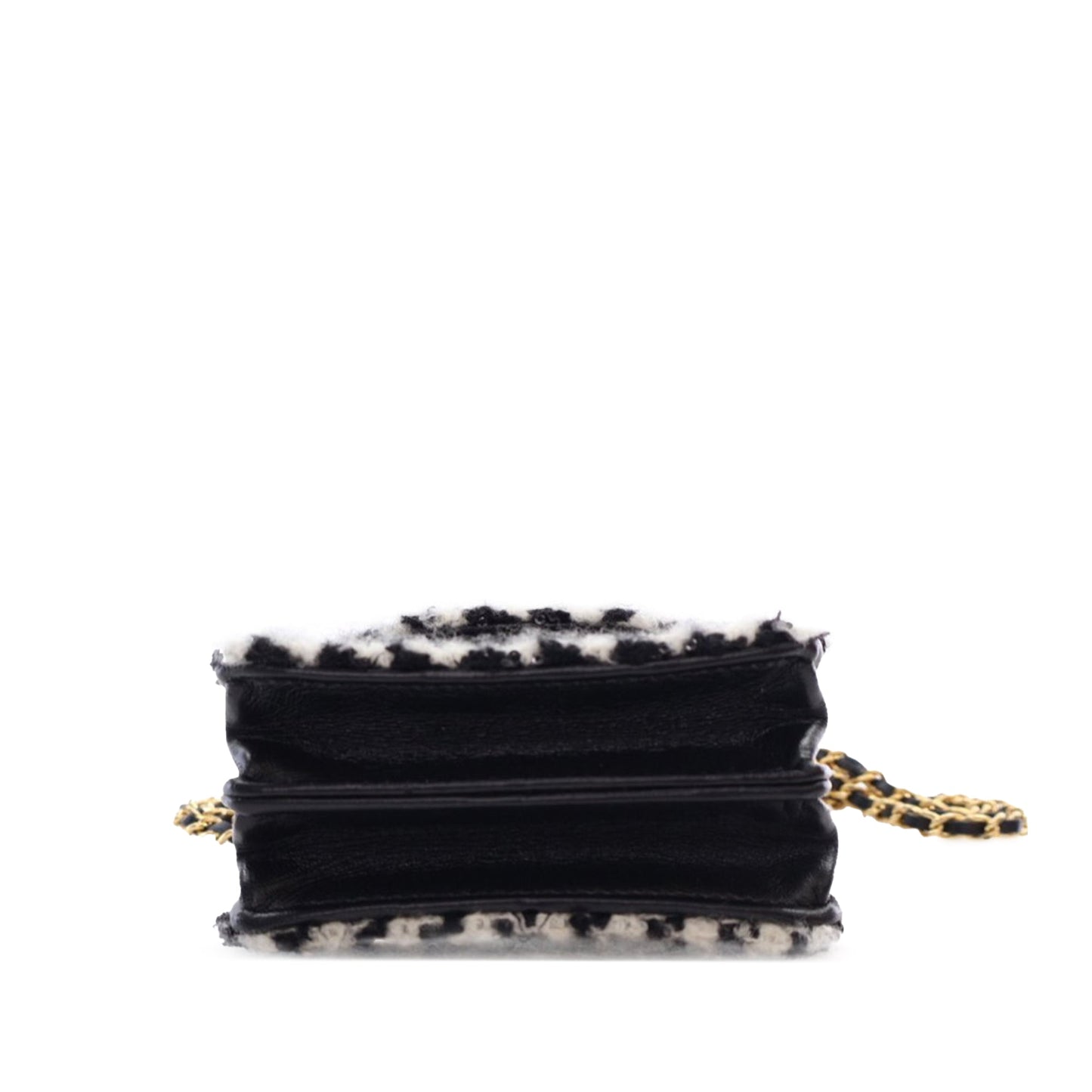 Black Chanel Mini CC Tweed Houndstooth Accordion Flap Crossbody Bag