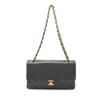 Black Chanel Small Classic Lambskin Double Flap Shoulder Bag