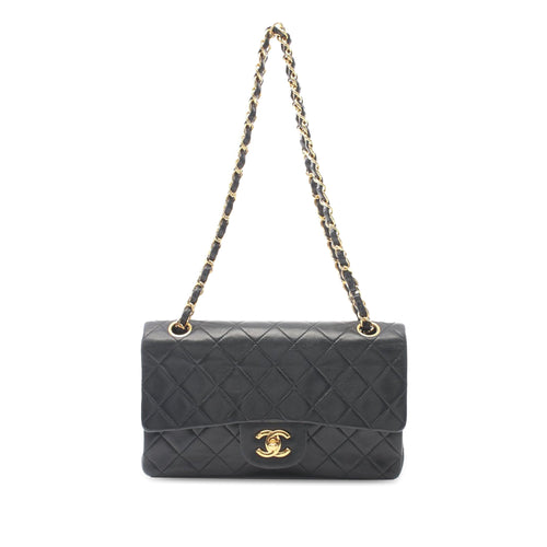 Black Chanel Small Classic Lambskin Double Flap Shoulder Bag