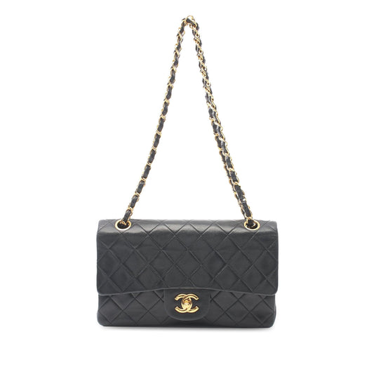 Black Chanel Small Classic Lambskin Double Flap Shoulder Bag
