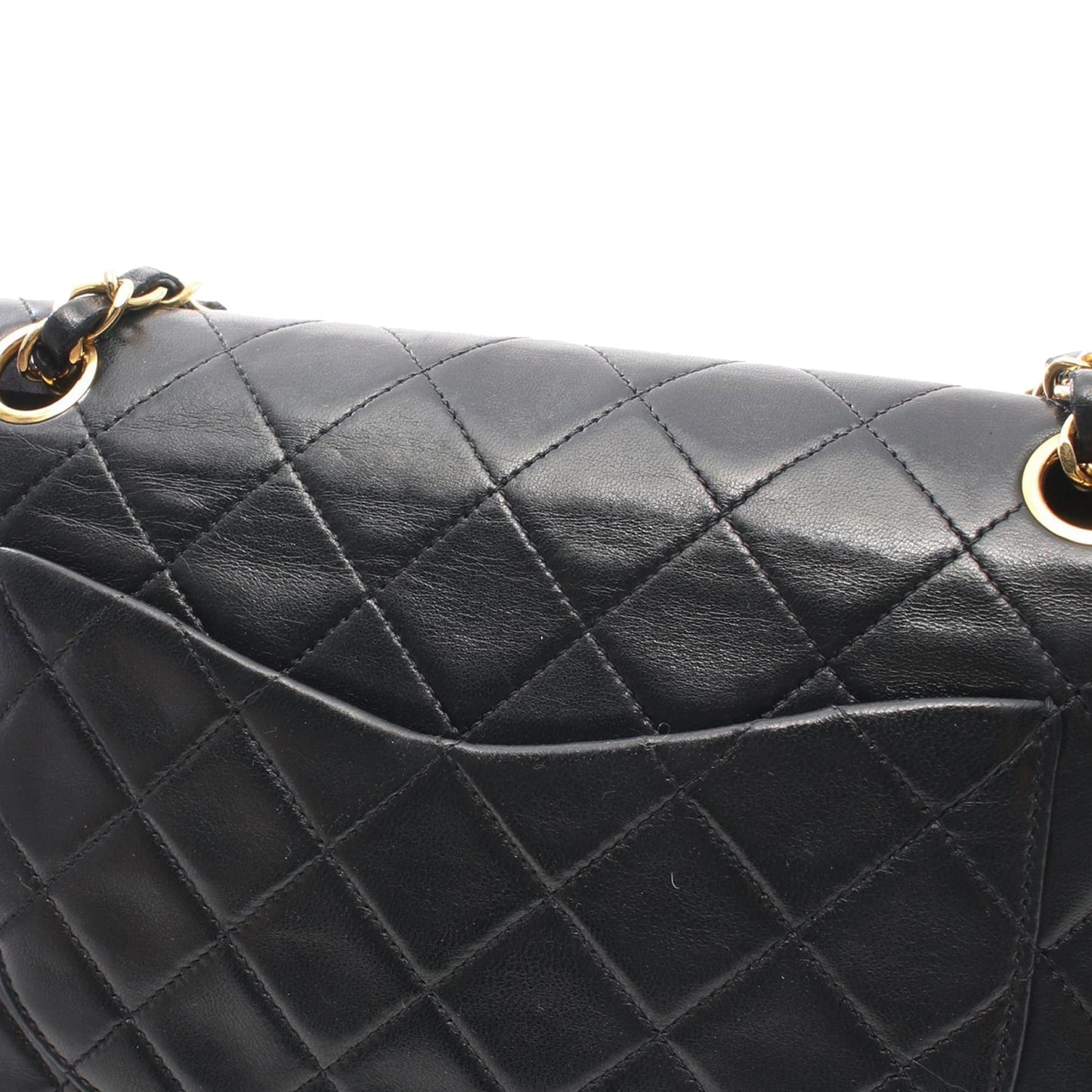 Black Chanel Small Classic Lambskin Double Flap Shoulder Bag