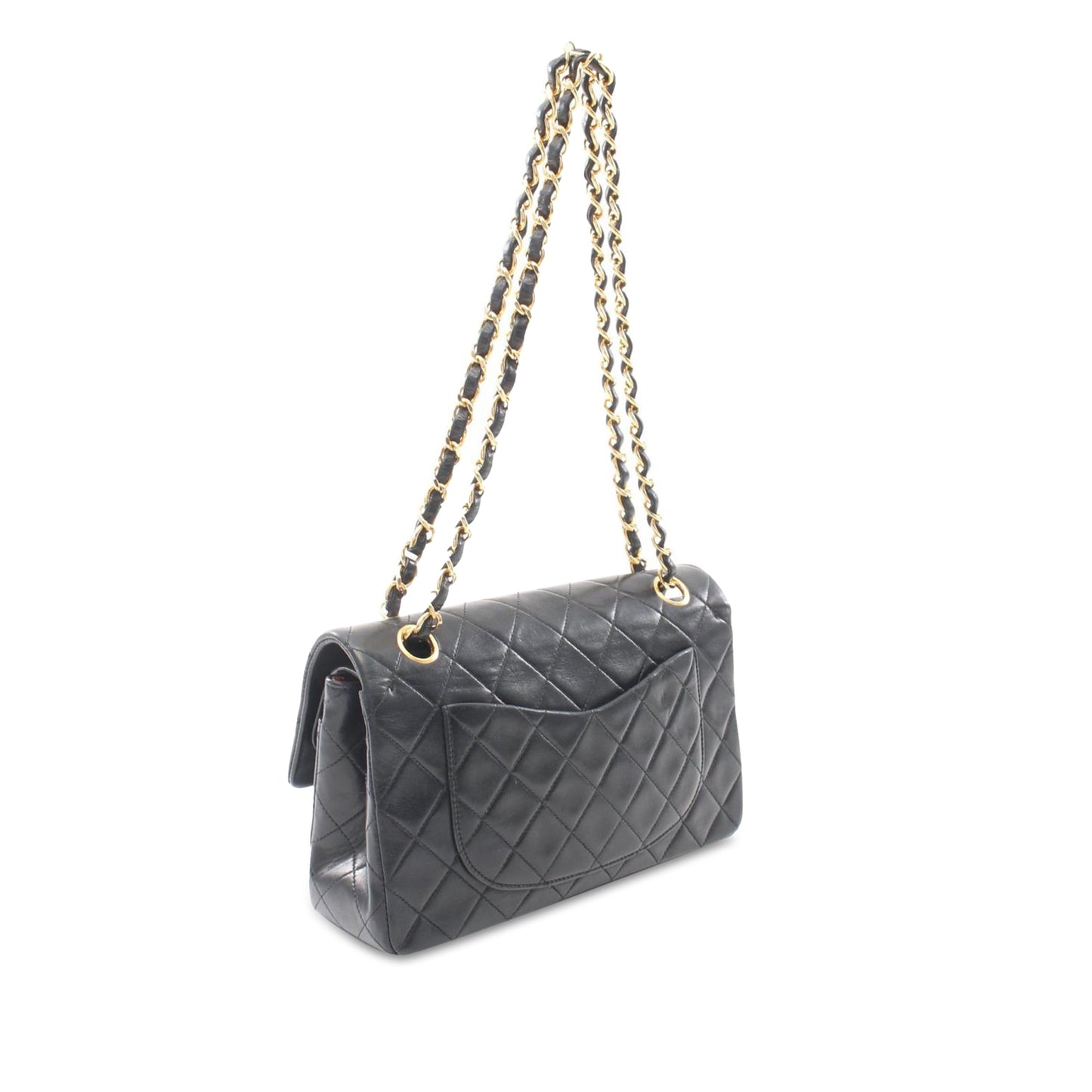 Black Chanel Small Classic Lambskin Double Flap Shoulder Bag