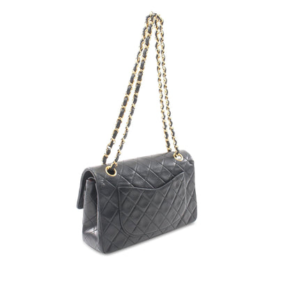 Black Chanel Small Classic Lambskin Double Flap Shoulder Bag