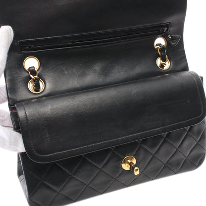 Black Chanel Small Classic Lambskin Double Flap Shoulder Bag