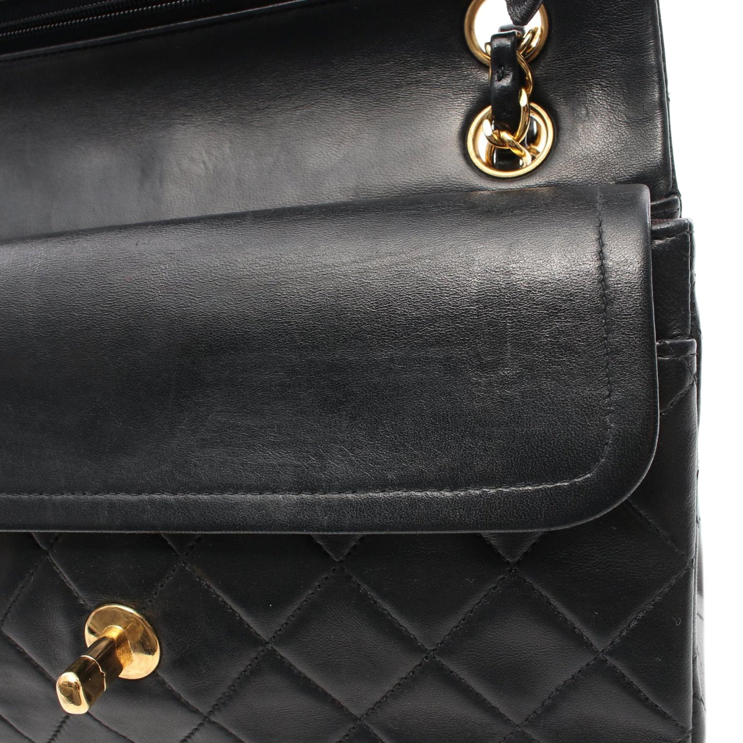 Black Chanel Small Classic Lambskin Double Flap Shoulder Bag