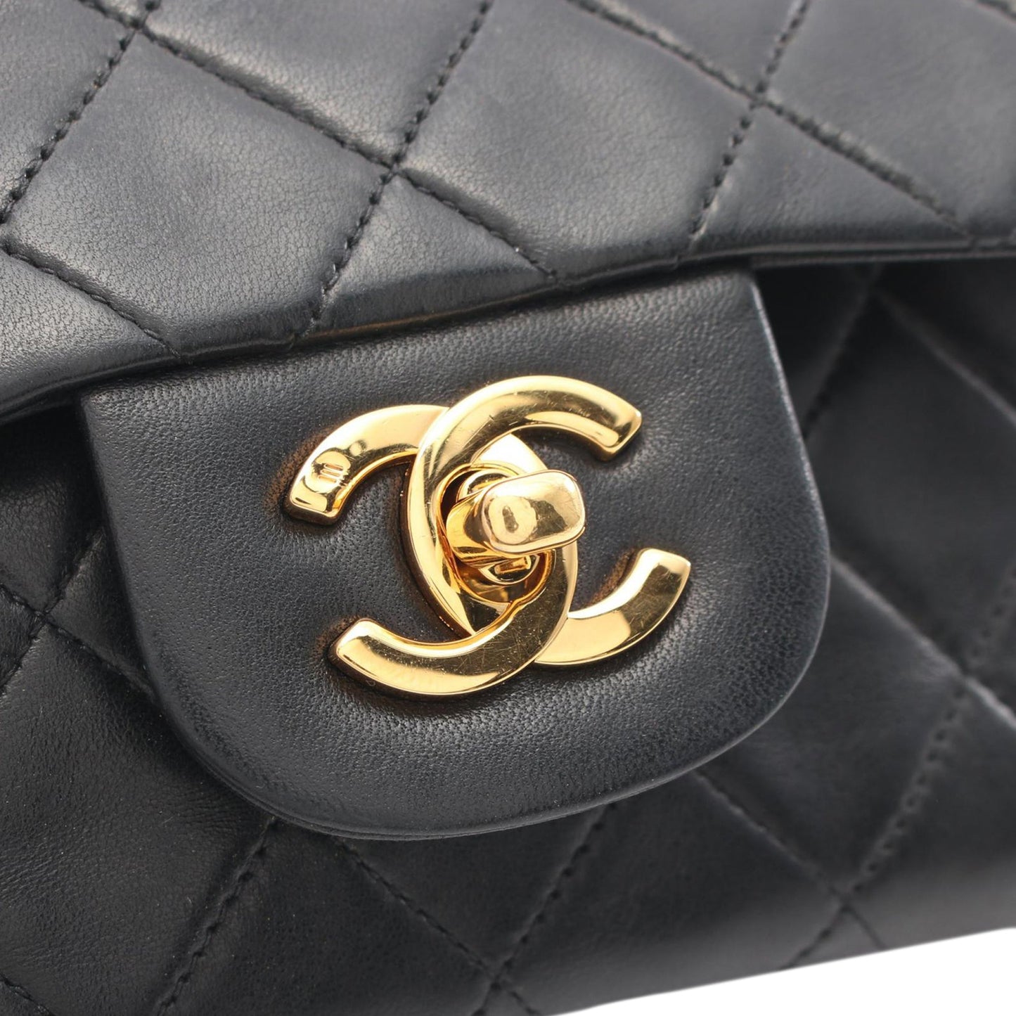 Black Chanel Small Classic Lambskin Double Flap Shoulder Bag