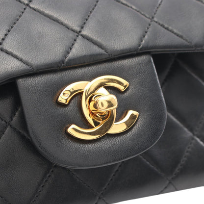 Black Chanel Small Classic Lambskin Double Flap Shoulder Bag