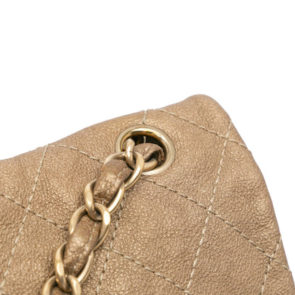 Gold Chanel Grained Metallic Calfskin Trianon Messenger Flap Crossbody Bag