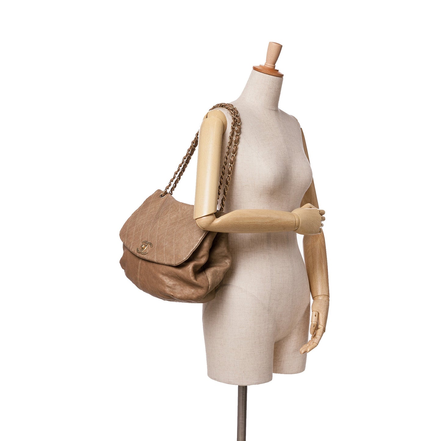 Gold Chanel Grained Metallic Calfskin Trianon Messenger Flap Crossbody Bag