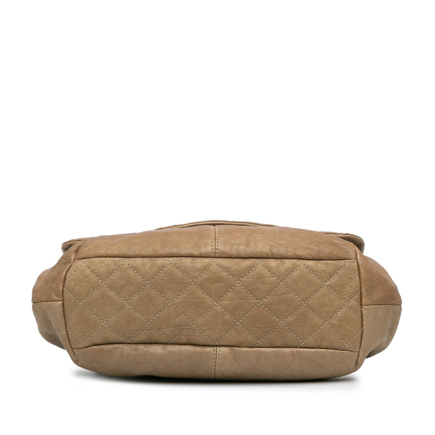 Gold Chanel Grained Metallic Calfskin Trianon Messenger Flap Crossbody Bag
