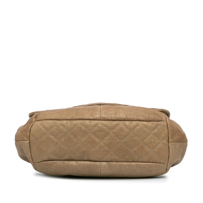 Gold Chanel Grained Metallic Calfskin Trianon Messenger Flap Crossbody Bag