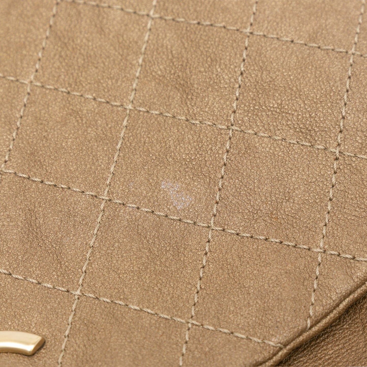Gold Chanel Grained Metallic Calfskin Trianon Messenger Flap Crossbody Bag