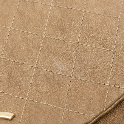 Gold Chanel Grained Metallic Calfskin Trianon Messenger Flap Crossbody Bag