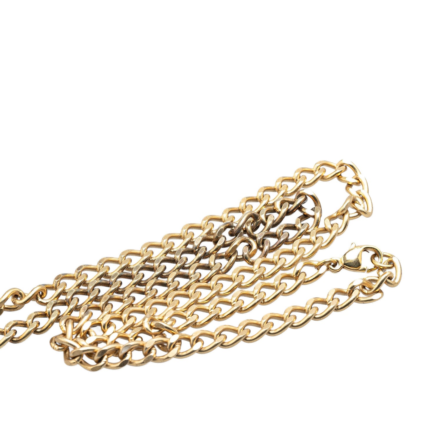 Gold Chanel Gold Plated CC Pendant Necklace