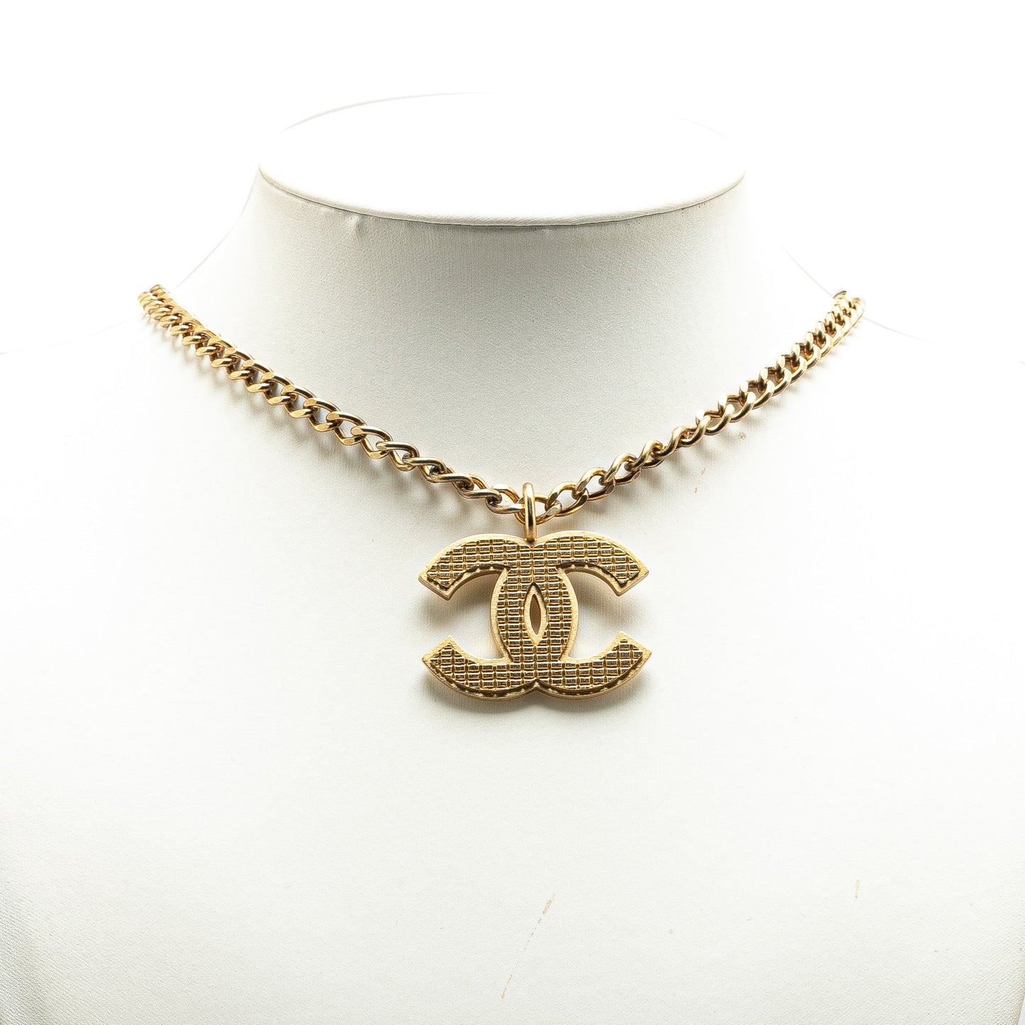 Gold Chanel Gold Plated CC Pendant Necklace