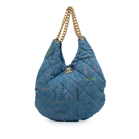 Chanel Sac Maxi Quilted Denim Mood Hobo